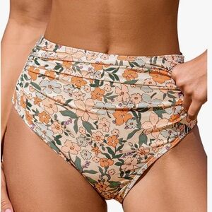 NWT-Cupshe Floral High-Waisted Bikini Bottoms